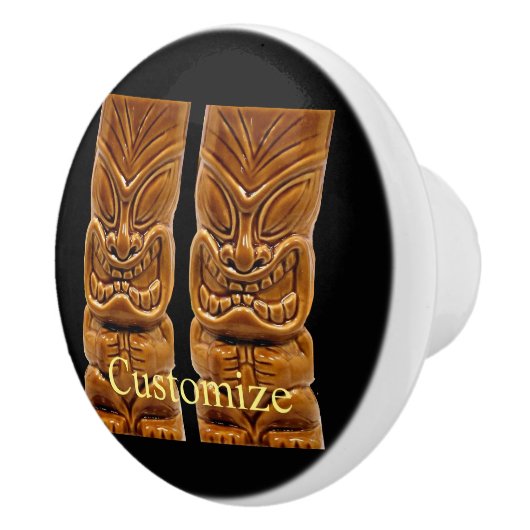 Gold Tiki Sculpture Thunder_Cove Keramische Knop (Rechts)