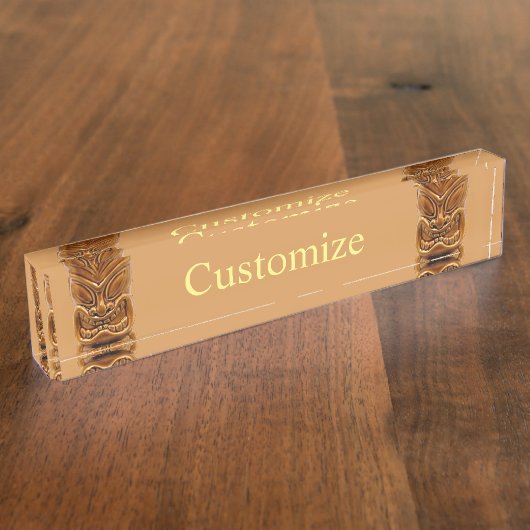 Gold Tiki Sculpture Thunder_Cove Naambordje (Zijkant)