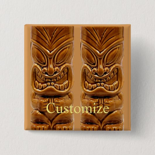 Gold Tiki Sculpture Thunder_Cove Vierkante Button 5,1 Cm (Voorkant)