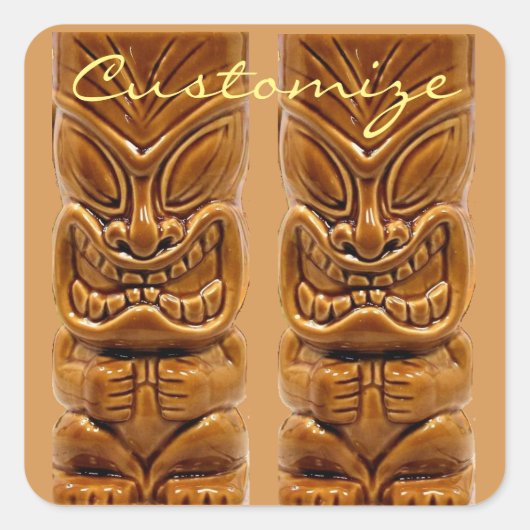 Gold Tiki sculptuur Thunder_Cove Air Freshener Vierkante Sticker (Voorkant)
