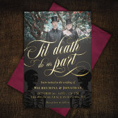 Gold Til Death Do US Part Photo Gothic Wedding Folie Uitnodiging