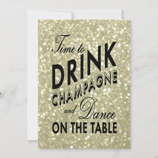 Gold Time to Drink Champagne Corporate Invite Kaart (Voorkant)