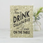 Gold Time to Drink Champagne Corporate Invite Kaart (Staand voorkant)