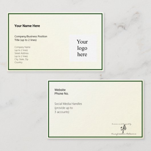 Gold Tint Gradient & Hunter Logo Std. Visitekaartje (Voorkant / Achterkant)