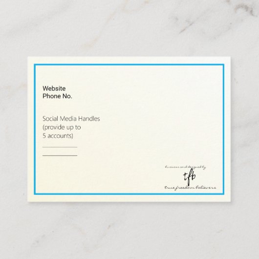 Gold Tint gradiënt & Sky Blue Logo Mighty Visitekaartje (Achterkant)