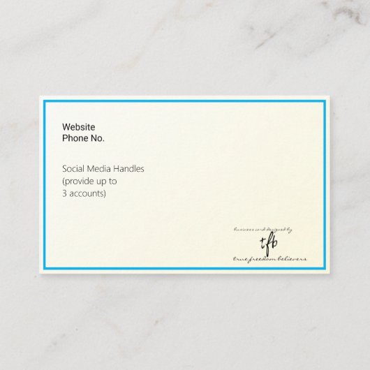 Gold Tint gradiënt & Sky Blue Logo Std. Visitekaartje (Achterkant)