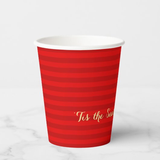 Gold Tis Seizoen is Jolly Kerstrode Stripes Papieren Bekers (Voorkant)