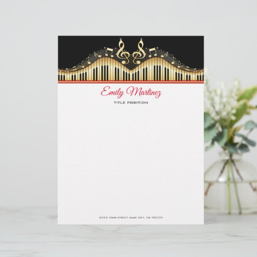 Gold-toetsenbord Briefhoofd (Staand voorkant)