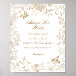 Gold Toile De Jouy Advies voor Baby shower Game Poster