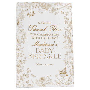 Gold Toile De Jouy Baby Sprinkle Favors Medium Cadeauzakje