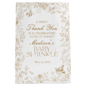 Gold Toile De Jouy Baby Sprinkle Favors Medium Cadeauzakje (Achterkant)