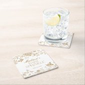 Gold Toile De Jouy  Bloemen Baby Sprinkle Kartonnen Onderzetters (Insitu)