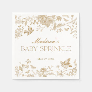 Gold Toile De Jouy  Bloemen Baby Sprinkle Servet