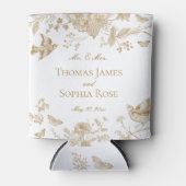 Gold Toile De Jouy Bloemen Huwelijksgunsten Blikjeskoeler (Voorkant)