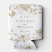 Gold Toile De Jouy Bloemen Huwelijksgunsten Blikjeskoeler (Achterkant)