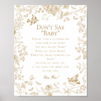 Gold Toile De Jouy Dont Say Baby shower Game