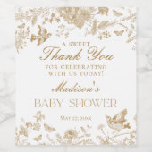 Gold Toile De Jouy Floral Baby shower Favors Wijn Etiket (Enkel label)