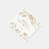 Gold Toile De Jouy  Floral Baby shower Servet (Hoek)