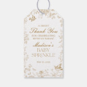 Gold Toile De Jouy Floral Baby Sprinkle Favors Cadeaulabel (Achterkant)