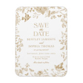Gold Toile De Jouy  Floral Save the Date Magneet (Verticaal)