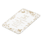 Gold Toile De Jouy Floral Save the Date Magneet (Linkerzijde)