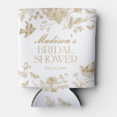 Gold Toile De Jouy  Floral Vrijgezellenfeest Blikjeskoeler (Voorkant)