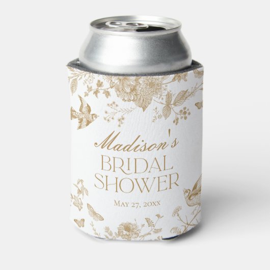 Gold Toile De Jouy  Floral Vrijgezellenfeest Blikjeskoeler (Blikje Achterkant)