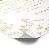 Gold Toile De Jouy Luier Gedachten Baby shower Poster (Hoek)