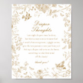 Gold Toile De Jouy Luier Gedachten Baby shower Poster (Voorkant)