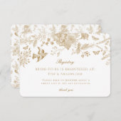 Gold Toile de Jouy Registry Kaart Invitation Inser (Voorkant / Achterkant)