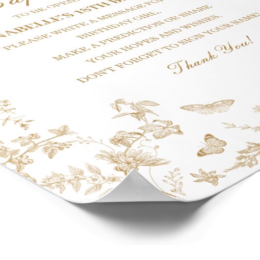 Gold Toile De Jouy Time Capsule Baby Verjaardagssp Poster (Hoek)