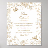 Gold Toile De Jouy Time Capsule Baby Verjaardagssp Poster (Voorkant)