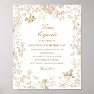 Gold Toile De Jouy Time Capsule Baby Verjaardagssp Poster
