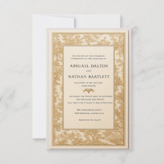 Gold Toile Wedding Invitation (Gilded Heirloom) Kaart