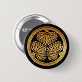 Gold Tokugawa Aoi Kamon Ronde Button 5,7 Cm (Voorkant /achterkant)