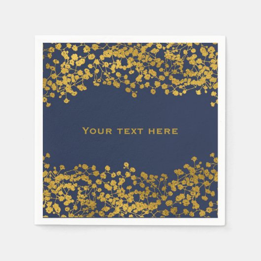 Gold Tone Baby's Breath Blue Elegant Floral Servet (Voorkant)