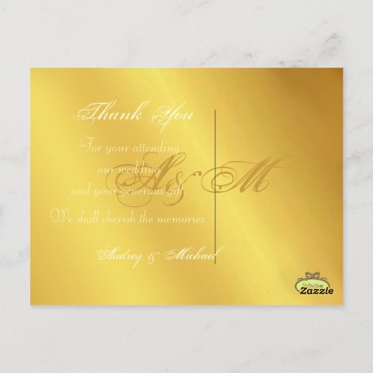 Gold tone bruiloft Dank u briefkaarten (Achterkant)