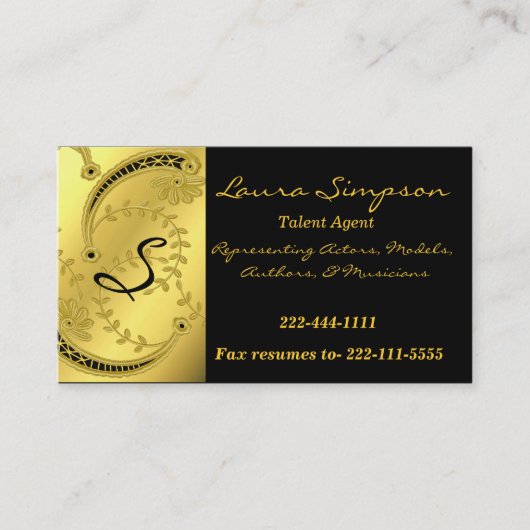 Gold Tone en Black Monogram visitekaartje (Voorkant)