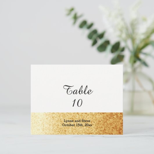 Gold Tone Faux Glitter Table Seating Kaart (Staand voorkant)