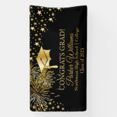 Gold Tone Fireworks | Stars Congrats Afstudeerder Spandoek (Verticaal)