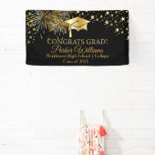 Gold Tone Fireworks | Stars Congrats Afstudeerder Spandoek (Insitu)