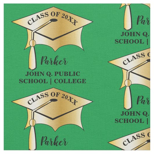 Gold Tone Gradup Cap Name Class School Stof (Close Up)