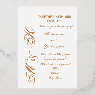 "Gold Tone Lettering" Wedding Folie Uitnodiging