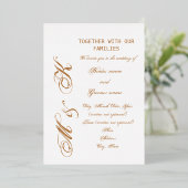 "Gold Tone Lettering" Wedding Folie Uitnodiging (Staand Voorkant)