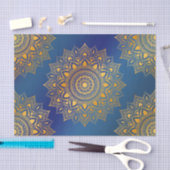 Gold Tone Mandalas op Blue Decoupage Tissuepapier (Craft)