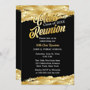 Gold Tone Modern Class Reunion Party Kaart