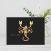 Gold Tone Scorpio Scorpion Symbol Zodiac Kaart (Staand voorkant)