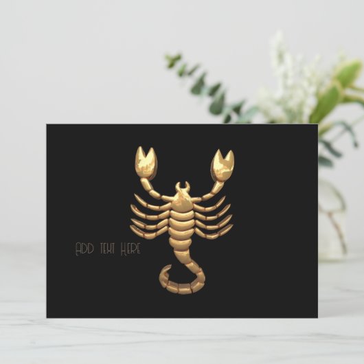 Gold Tone Scorpio Scorpion Symbol Zodiac Kaart (Staand voorkant)