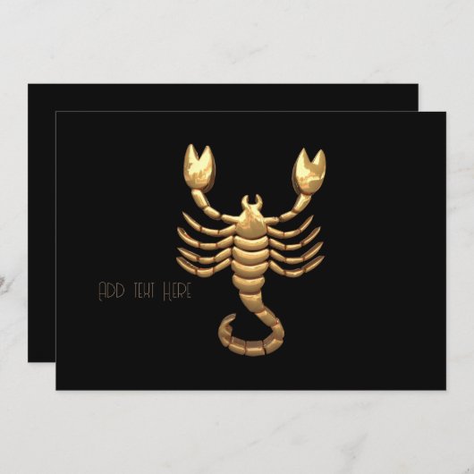 Gold Tone Scorpio Scorpion Symbol Zodiac Kaart (Voorkant / Achterkant)