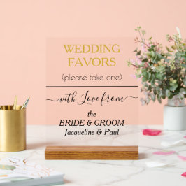 Gold Tone Wedding Favors Typografie NAMEN Wissen Acryl Bord